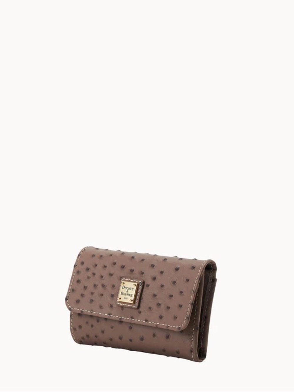Dooney & Bourke Grey Ostrich-Embossed Genuine Leather Wallet Clutch